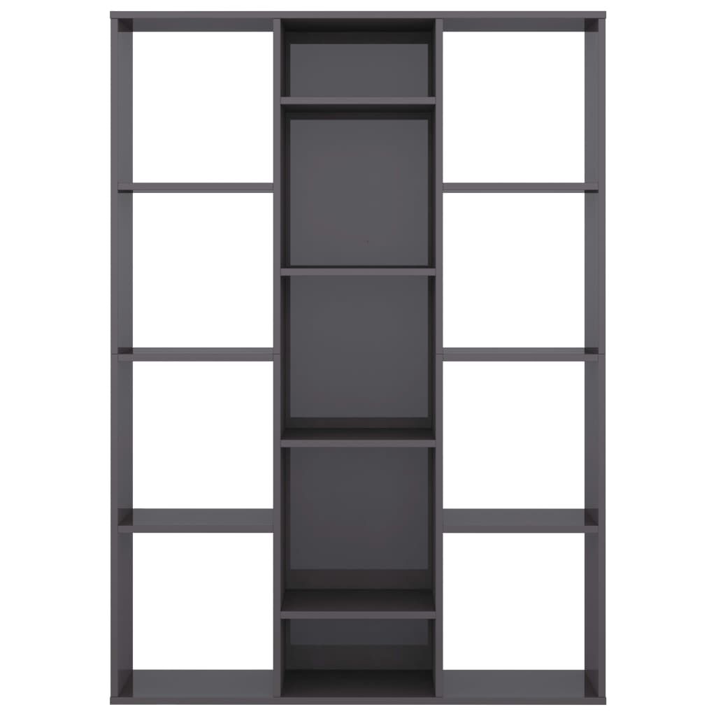 vidaXL Διαχωριστικό/Βιβλιοθήκη Γυαλ. Γκρι 100x24x140 εκ. Μοριοσανίδα