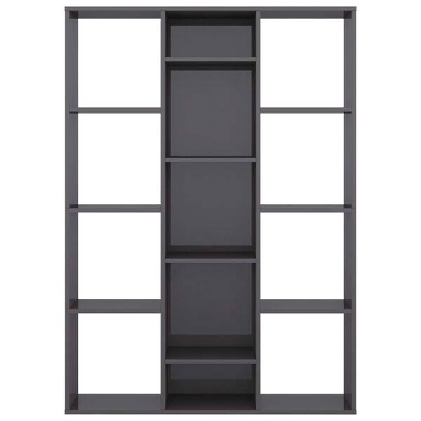 vidaXL Διαχωριστικό/Βιβλιοθήκη Γυαλ. Γκρι 100x24x140 εκ. Μοριοσανίδα