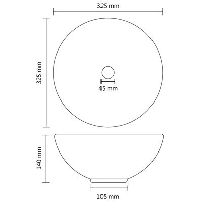 vidaXL Νιπτήρας Πολυτελής Στρογγυλός Κρεμ Ματ 32,5x14 εκ. Κεραμικός
