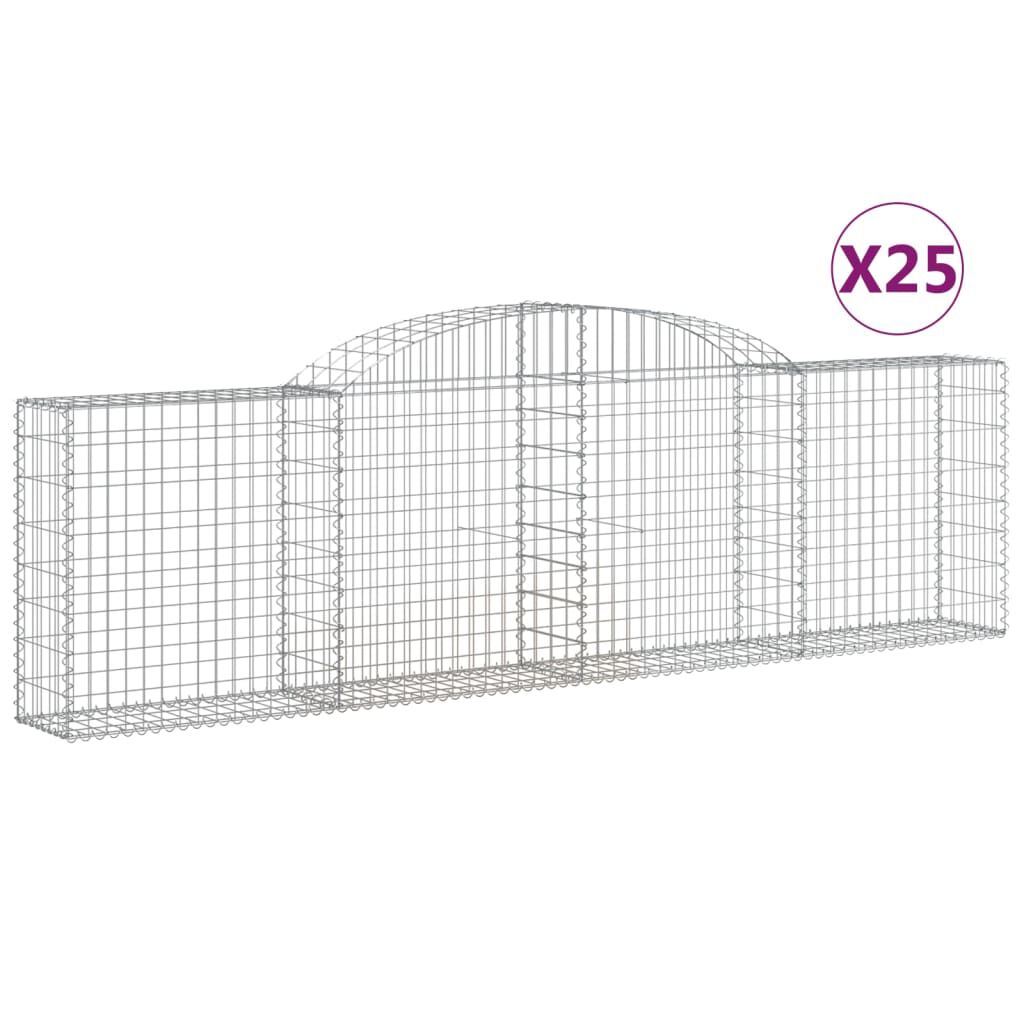vidaXL Συρματοκιβώτια Τοξωτά 25 τεμ. 300x30x80/100 εκ. Γαλβαν. Ατσάλι