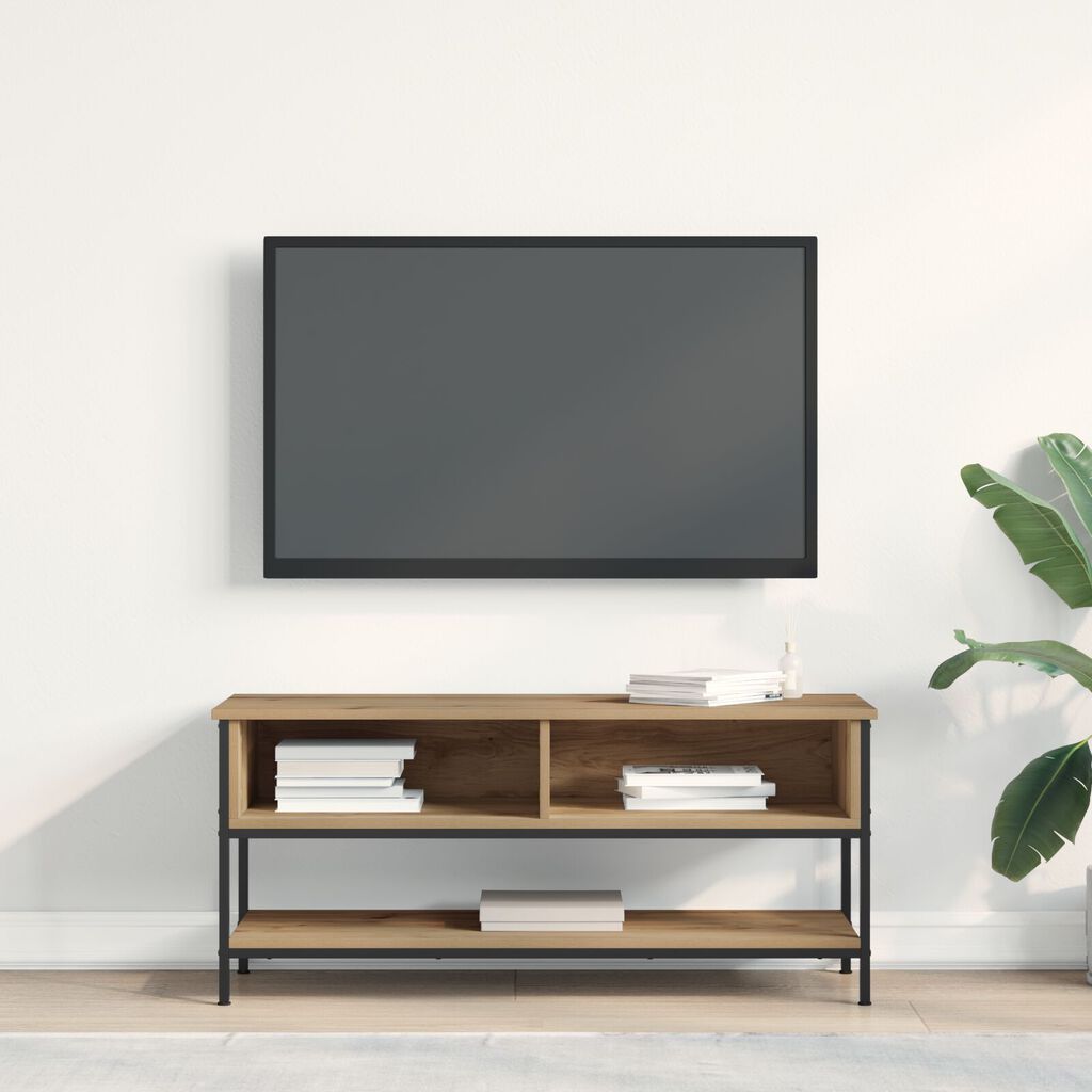 vidaXL Ντουλάπι τηλεόρασης Artisan Oak 100x35x45 εκ. Επεξεργασμένο ξύλο και μέταλλο