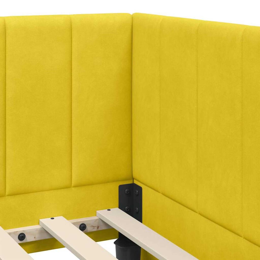 vidaXL Κρεβάτι Γωνίας με κεφαλάρι Κίτρινο 90 x 190 cm Βελούδο