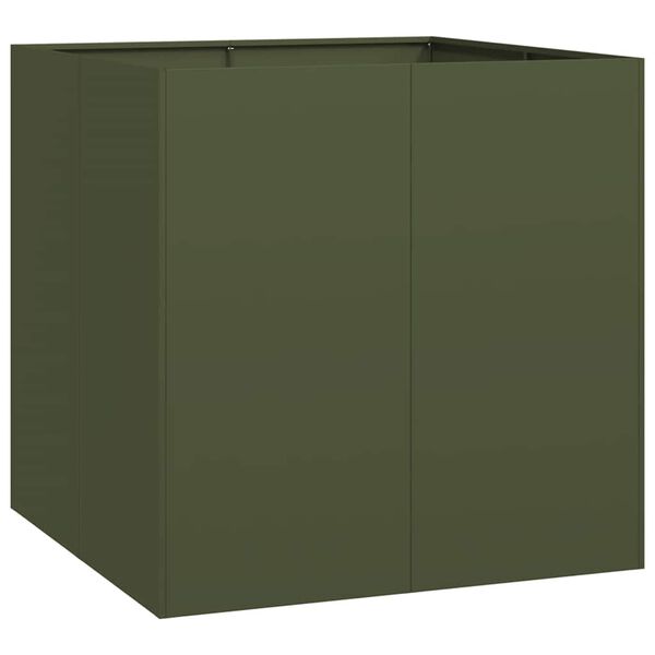 vidaXL Ζαρντινιέρα Λαδί 80x80x80 εκ. από Χάλυβα