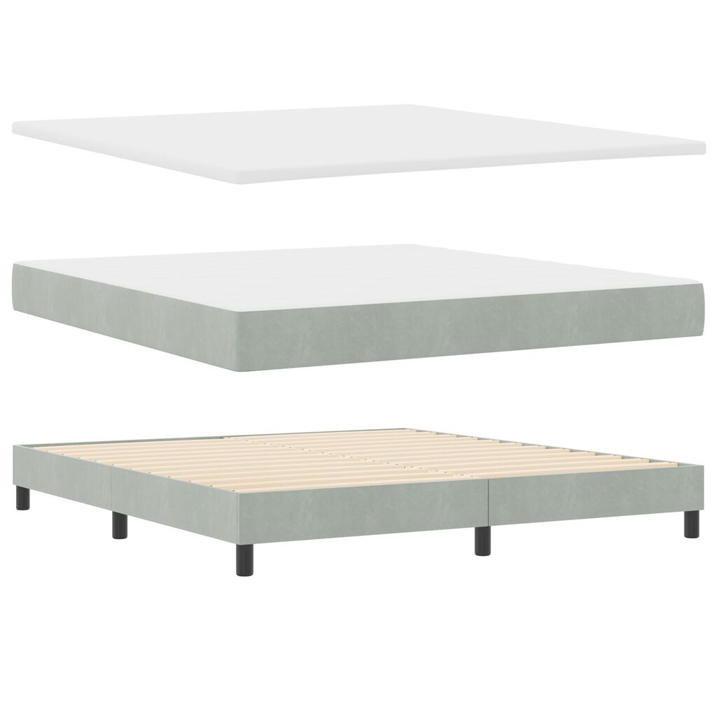Κρεβάτι Box Spring με Στρώμα vidaXL Γκρι Ανοιχτό Σούπερ Κάτω από Βελούδο