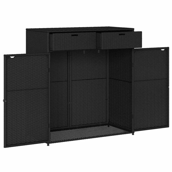 vidaXL Ντουλάπι Αποθήκευσης Κήπου Μαύρο 105x55x113 εκ. από Συνθ. Ρατάν