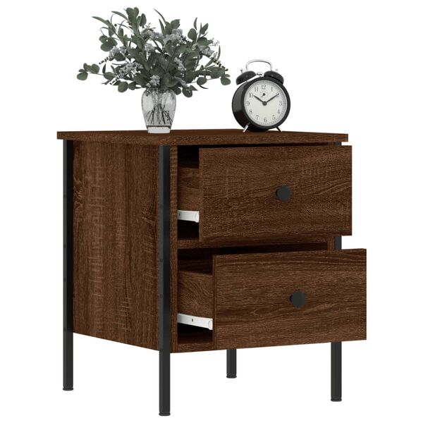 vidaXL Κομοδίνα 2 Τεμ. Καφέ Δρυς 40x42x50 εκ. από Επεξεργασμένο Ξύλο