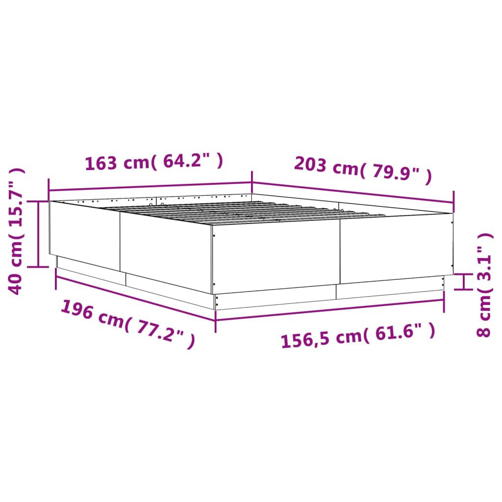 vidaXL Πλαίσιο Κρεβατιού Sonoma Δρυς 160x200 εκ. Επεξεργασμένο Ξύλο