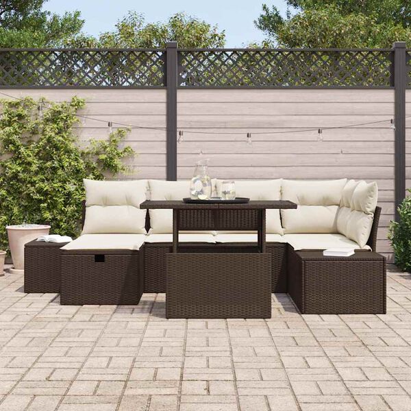 vidaXL Σετ Καναπέ Κήπου 7 pcs Καφέ συνθετικό ρατάν