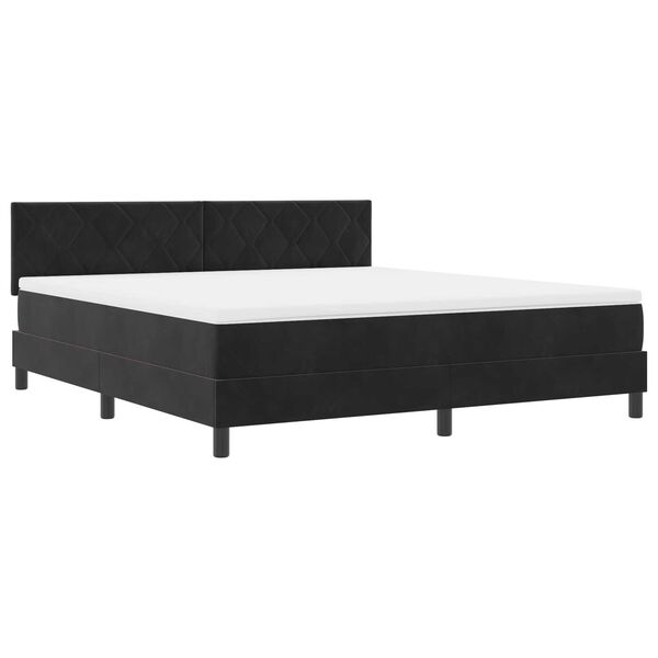 vidaXL Κρεβάτι Box Spring με Στρώμα Μαύρο Σούπερ Βασιλικό Βελούδο