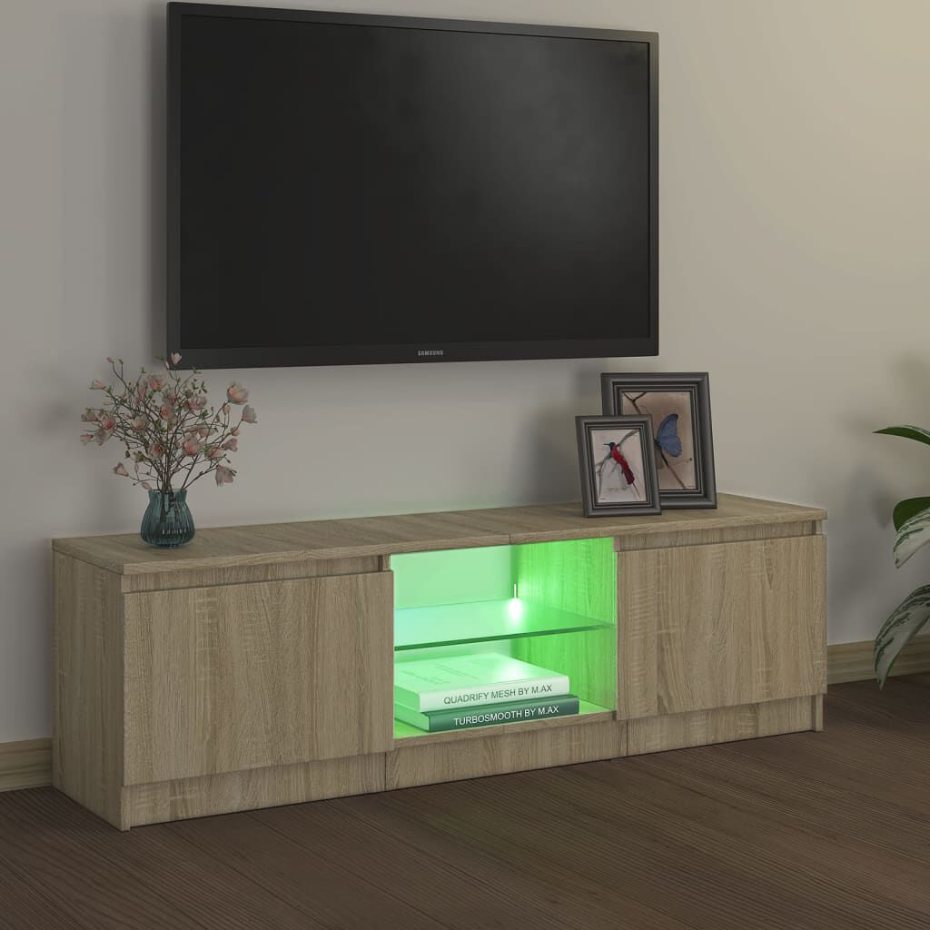 vidaXL Έπιπλο Τηλεόρασης με LED Sonoma Δρυς 120 x 30 x 36 εκ.