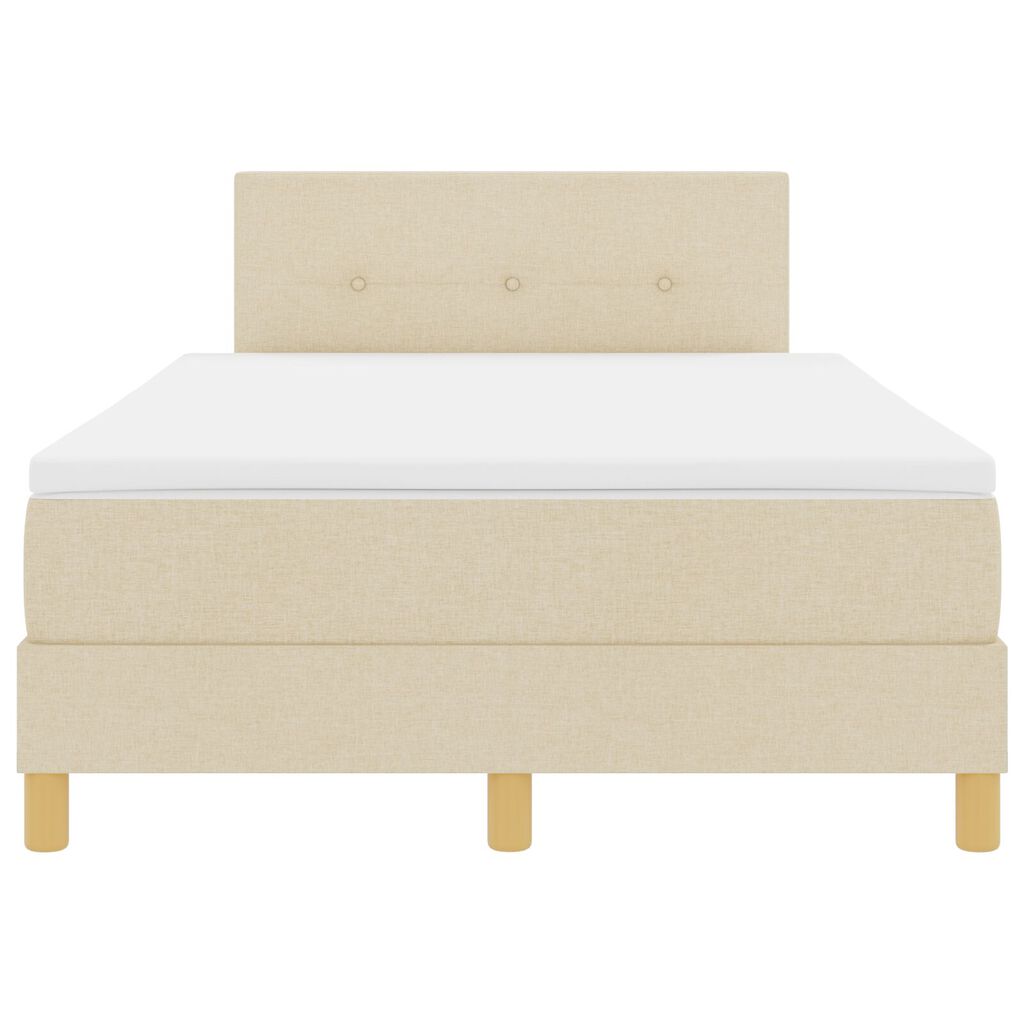 vidaXL Κρεβάτι Box Spring με Στρώμα & LED Κρεμ 120x200 εκ. Ύφασμα