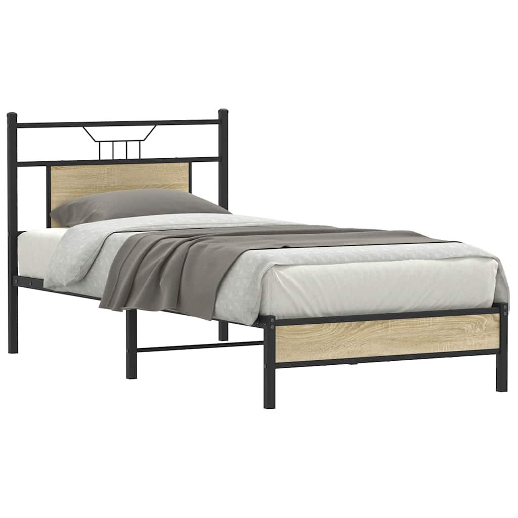 vidaXL Πλαίσιο Κρεβ. Χωρ. Στρώμα Sonoma Δρυς 90x200 εκ. Επεξ. Ξύλο