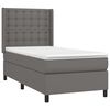 vidaXL Κρεβάτι Boxspring με Στρώμα Γκρι 90x200 εκ. από Συνθετικό Δέρμα