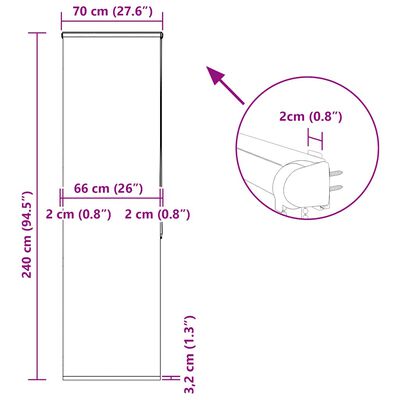 vidaXL Κουρτίνα Μπάνιου Ρολό κασέτα 70x240εκ. Πλάτος υφάσματος 66εκ.