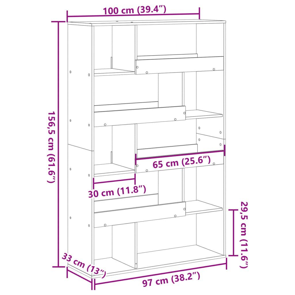vidaXL Βιβλιοθήκη Sonoma Δρυς 100x33x156,5 εκ. από Επεξεργασμένο Ξύλο