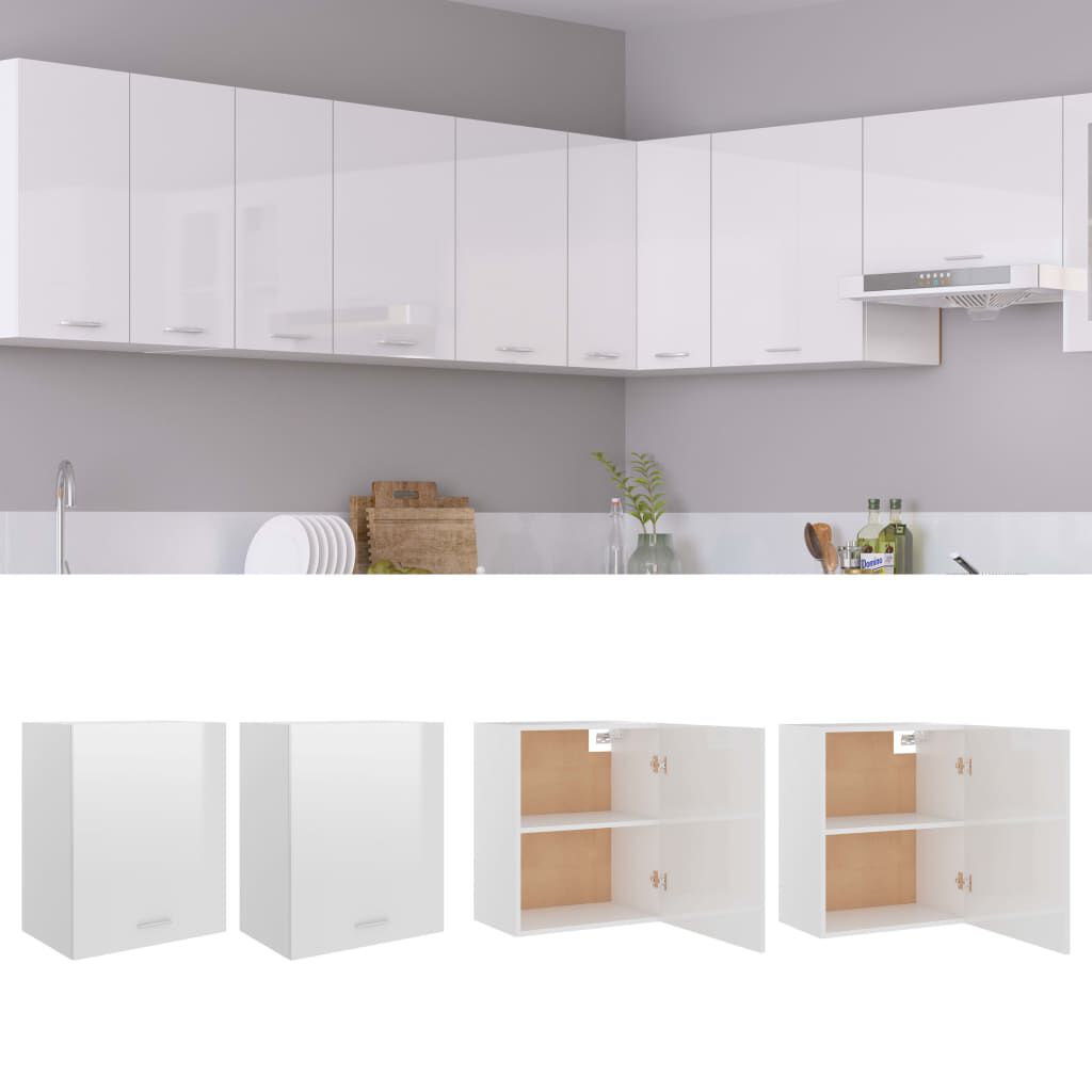 vidaXL Ντουλάπια Κρεμαστά Lyon 2 τεμ. Γυαλ. Λευκό 50x31x60εκ.