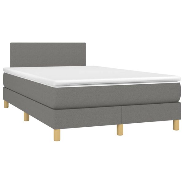 vidaXL Κρεβάτι Boxspring με Στρώμα & LED Σκ.Γκρι 120x200 εκ Υφασμάτινο
