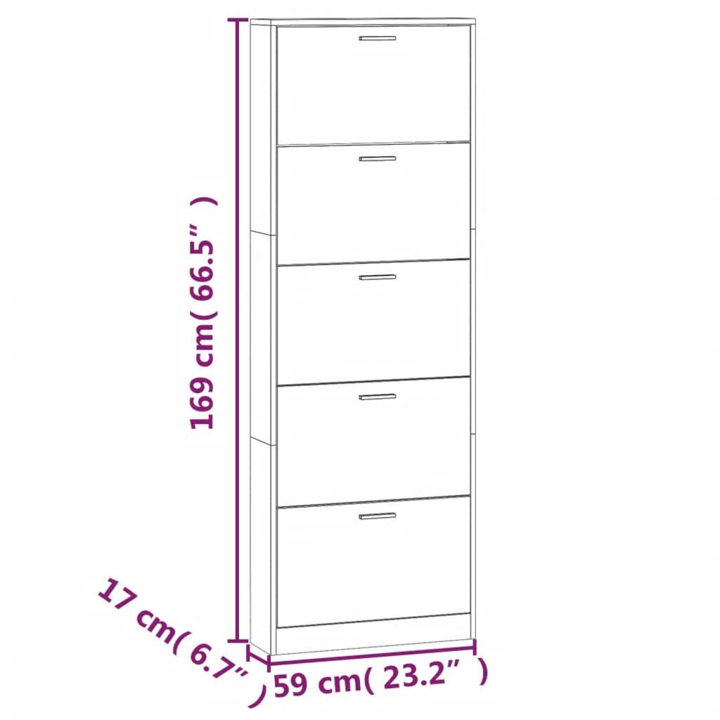 vidaXL Παπουτσοθήκη Καπνιστή Δρυς 59x17x169 εκ. από Επεξεργασμένο Ξύλο