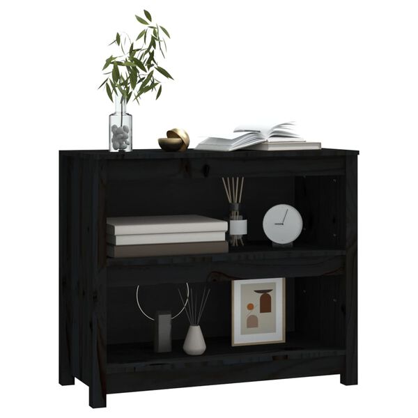 vidaXL Βιβλιοθήκη Μαύρη 50 x 35 x 68 εκ. από Μασίφ Ξύλο Πεύκου