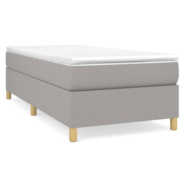 vidaXL Κρεβάτι Boxspring με Στρώμα Ανοιχτό Γκρι 90x200 εκ. Υφασμάτινο