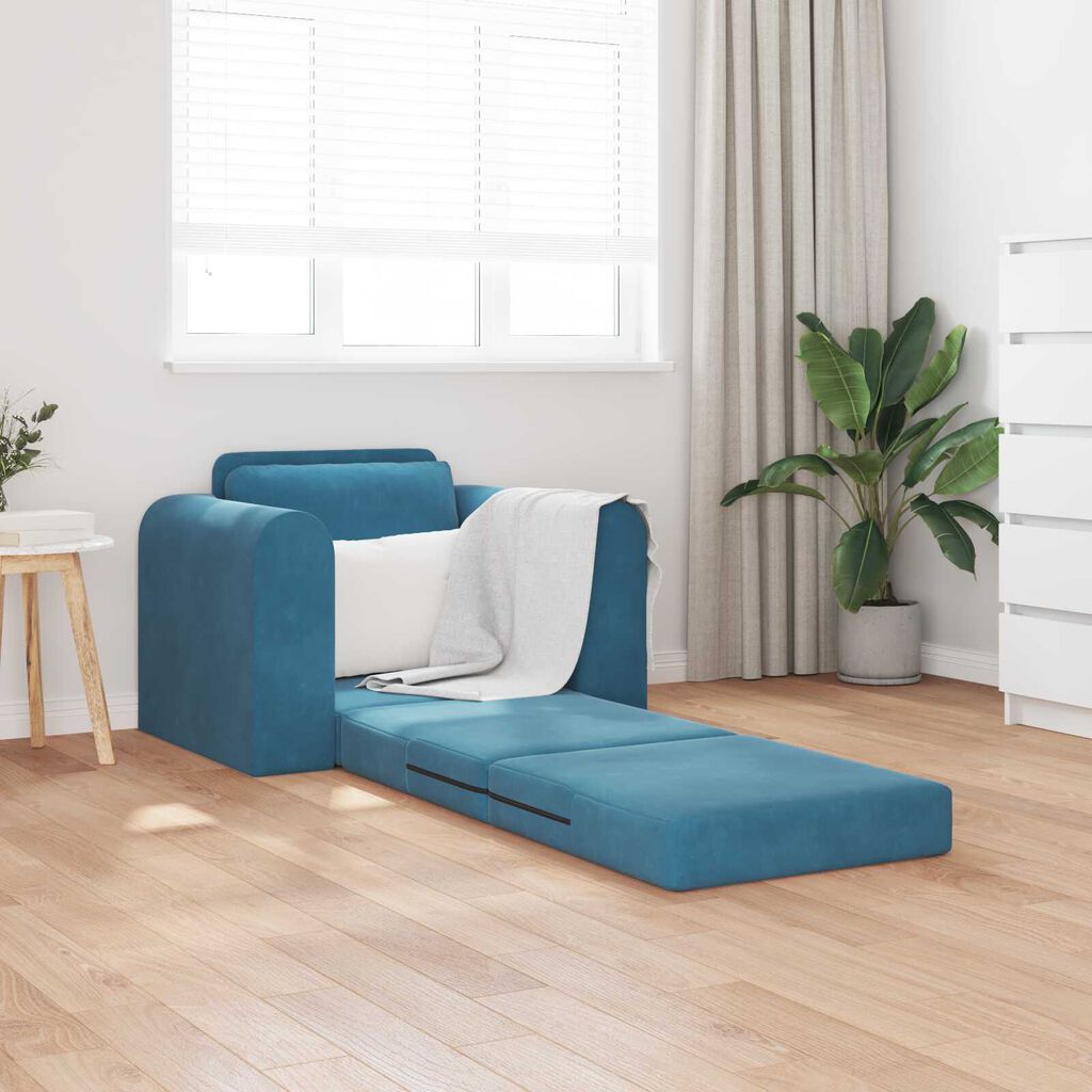 vidaXL Καναπές Κρεβάτι 2 σε 1 Μπλε 98x71x83 εκ. Βελούδο