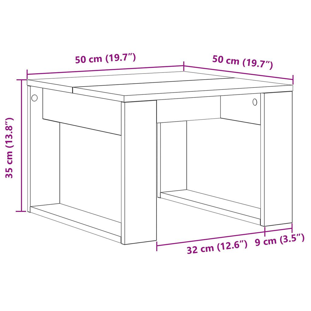 vidaXL Μαύρο Τραπεζάκι Δρυός - 50x50x35 εκ., Φτιαγμένο από Τεχνικό Ξύλο