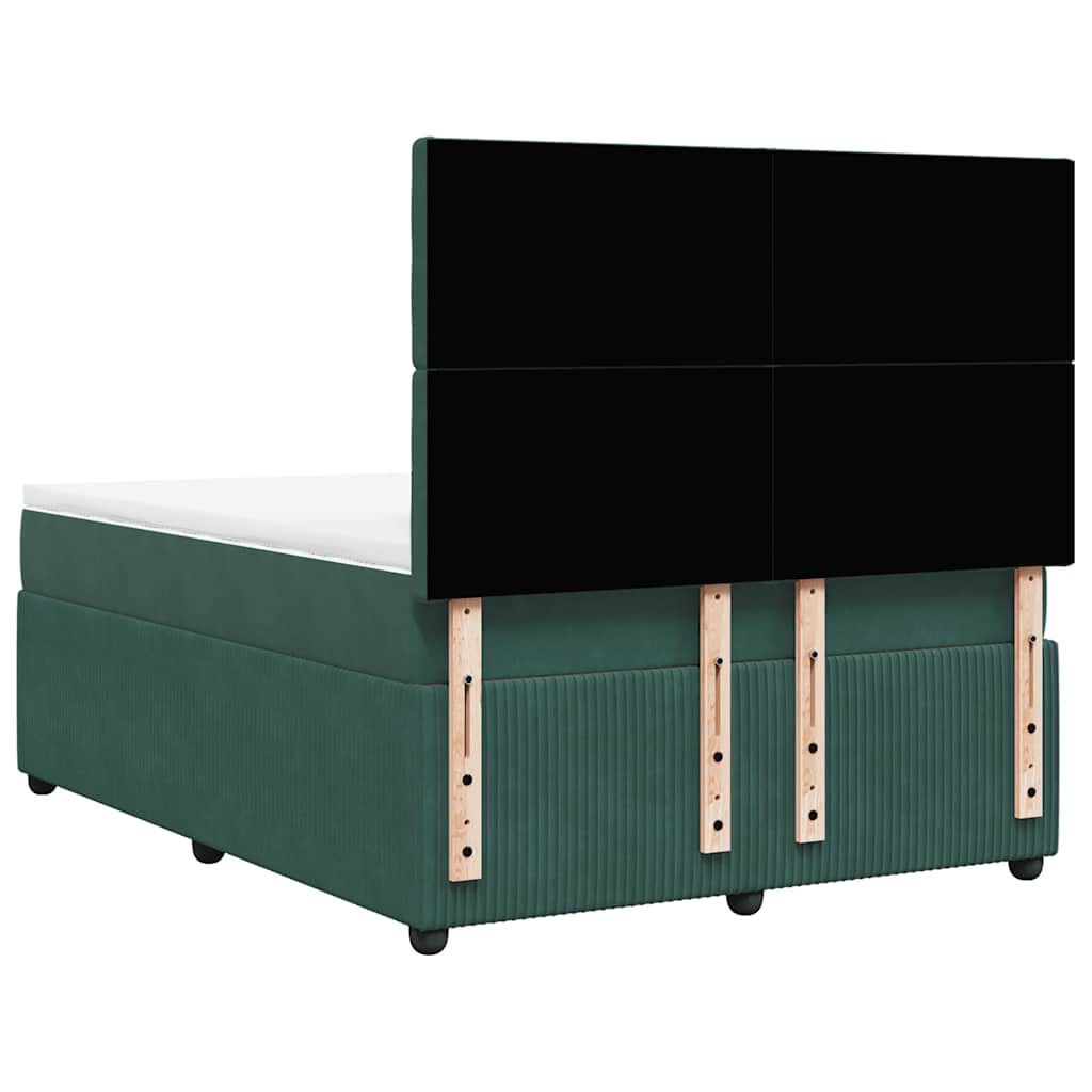 vidaXL Κρεβάτι Boxspring με Στρώμα Σκούρο Πράσινο 160x200εκ. Βελούδινο