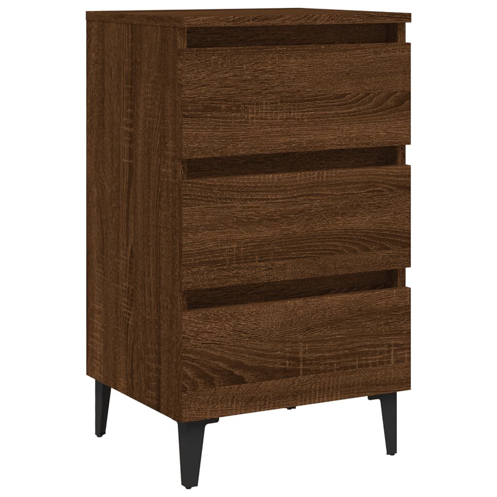 vidaXL Κομοδίνα 2 τεμ. Καφέ Δρυς 40 x 35 x 69 εκ. με Μεταλλικά Πόδια