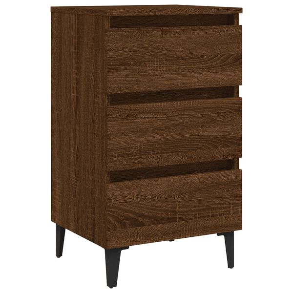 vidaXL Κομοδίνα 2 τεμ. Καφέ Δρυς 40 x 35 x 69 εκ. με Μεταλλικά Πόδια