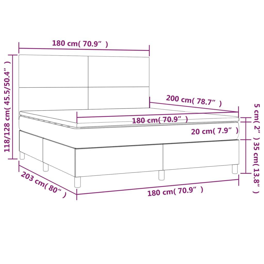 vidaXL Κρεβάτι Boxspring με Στρώμα Καπουτσίνο 180x200 εκ. Συνθ. Δέρμα