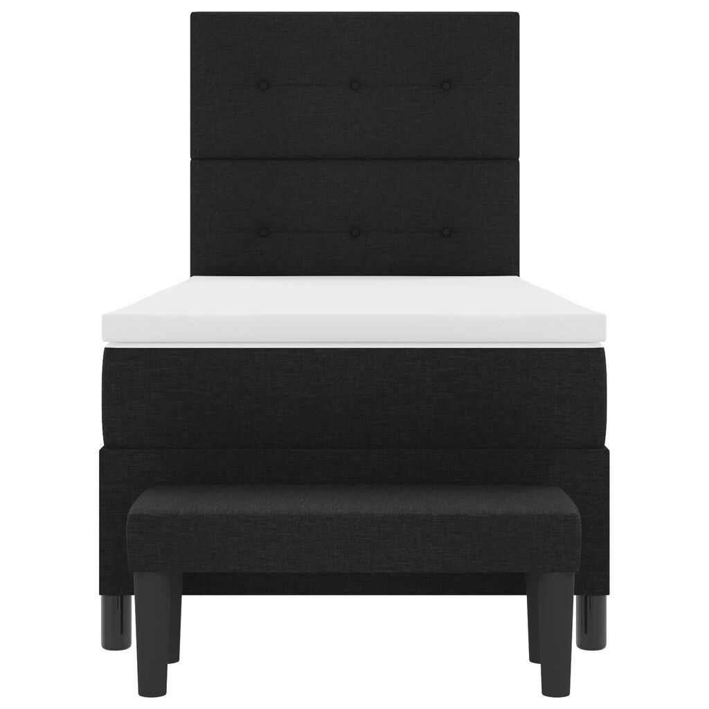 vidaXL Κρεβάτι Box Spring με Στρώμα & Παγκάκι Μαύρο 100x200 εκ. Ύφασμα