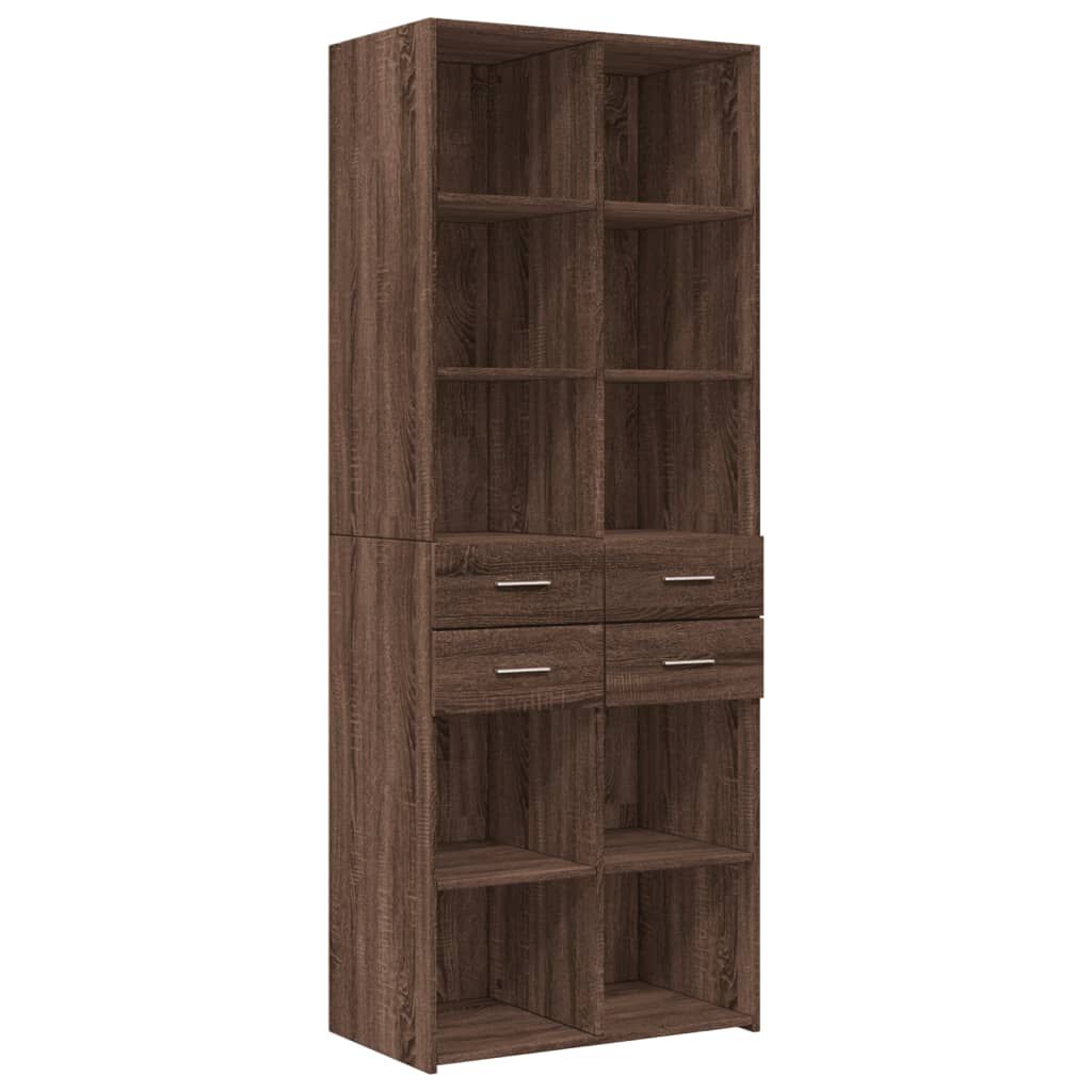 vidaXL Ραφιέρα με Ντουλάπια Καφέ Δρυς 70x42,5x225 εκ. από Επεξ. Ξύλο