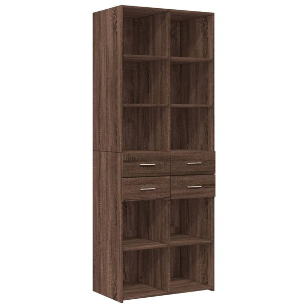 vidaXL Ραφιέρα με Ντουλάπια Καφέ Δρυς 70x42,5x225 εκ. από Επεξ. Ξύλο