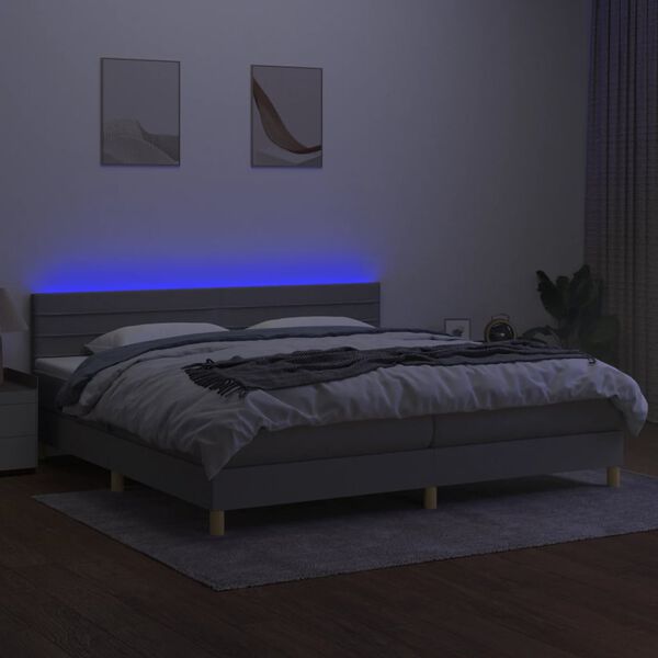 vidaXL &Kappa;&rho;&epsilon;&beta;ά&tau;&iota; Boxspring &mu;&epsilon; &Sigma;&tau;&rho;ώ&mu;&alpha; & LED &Alpha;&nu;.&Gamma;&kappa;&rho;&iota; 200x200&epsilon;&kappa;. &Upsilon;&phi;&alpha;&sigma;&mu;ά&tau;&iota;&nu;&omicron;