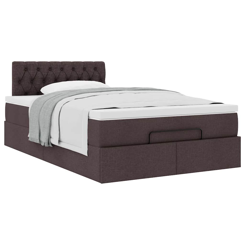 vidaXL Ottoman Κρεβάτι με Στρώμα Σκούρο Καφέ 120x200cm Ύφασμα