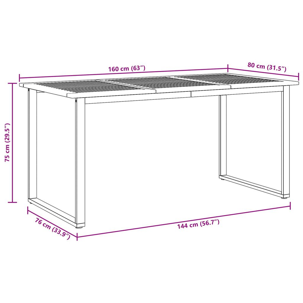vidaXL Τραπέζι Εξωτερικού Χώρου Γκρι 160x80x75 εκ. Χάλυβας & Στερεό Ξύλο Ακακίας