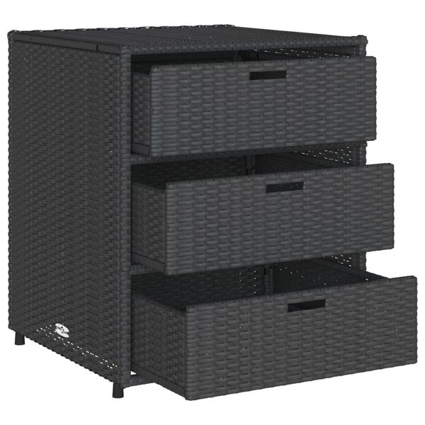 vidaXL Ντουλάπι Αποθήκευσης Κήπου Μαύρο 55x59x69 εκ. Συνθετικό Ρατάν