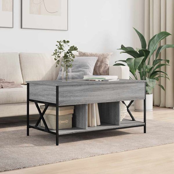 vidaXL Τραπεζάκι Σαλονιού Γκρι Sonoma 100x55x50 εκ. Επεξ. Ξύλο/Μέταλλο