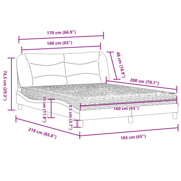 vidaXL Κρεβάτι με Στρώμα Λευκό 160x200εκ.από Συνθετικό Δέρμα