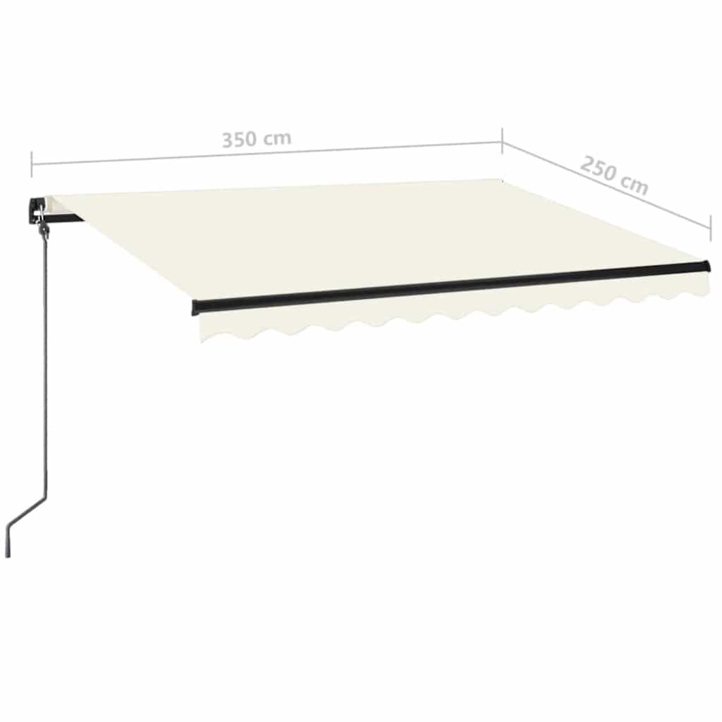 vidaXL Τέντα Συρόμενη Χειροκίνητη με LED Κρεμ 350 x 250 εκ.