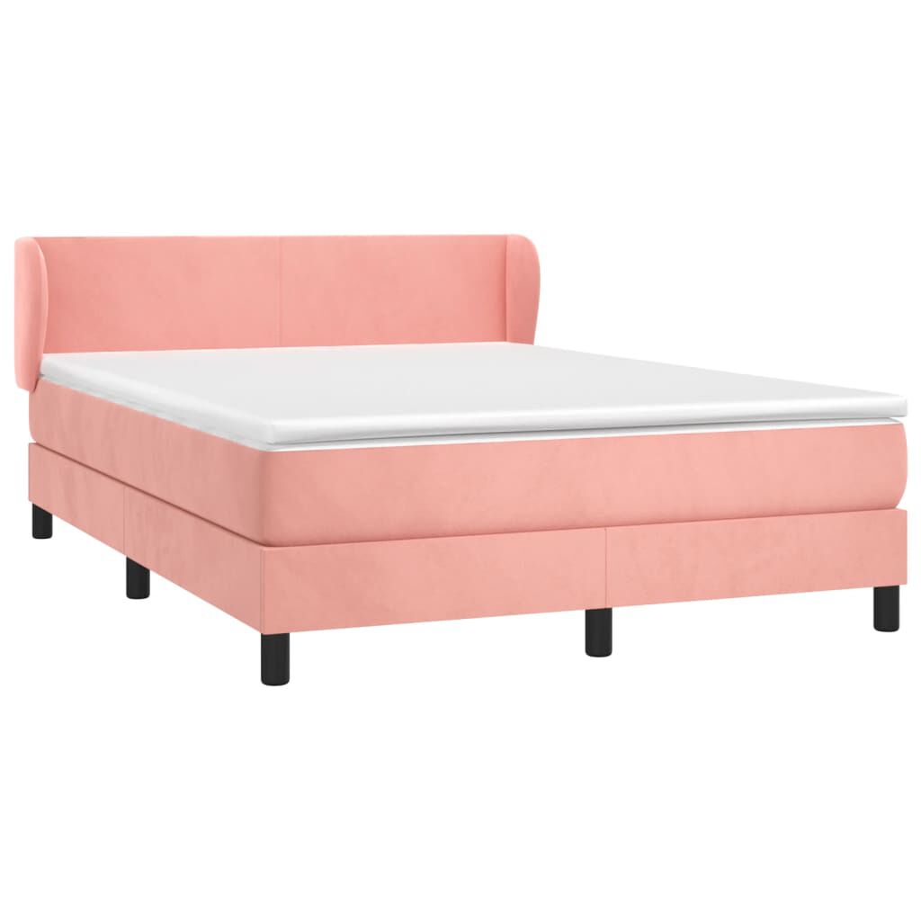 vidaXL Κρεβάτι Boxspring με Στρώμα Ροζ 140x200 εκ. Βελούδινο