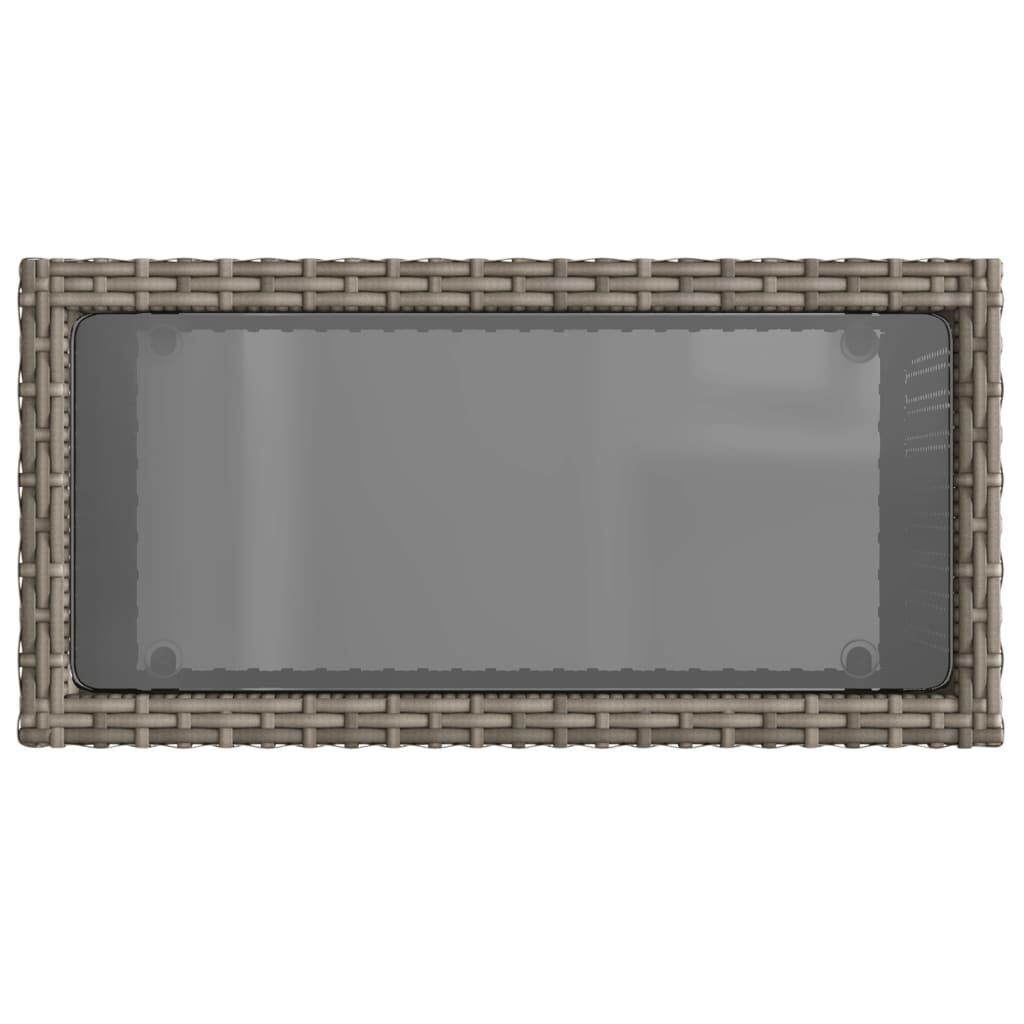 vidaXL Τραπέζι Κήπου με Γυάλινη Επιφ. Γκρι 58x27,5x55 εκ. Συνθ. Ρατάν