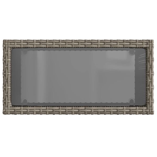 vidaXL Τραπέζι Κήπου με Γυάλινη Επιφ. Γκρι 58x27,5x55 εκ. Συνθ. Ρατάν