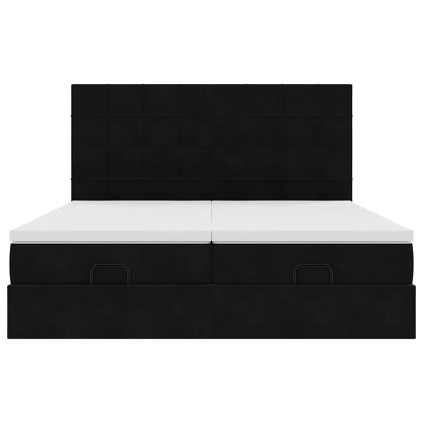 vidaXL Οθωμανικό κρεβάτι με στρώματα & LEDs Μαύρο 200x200cm Velvet