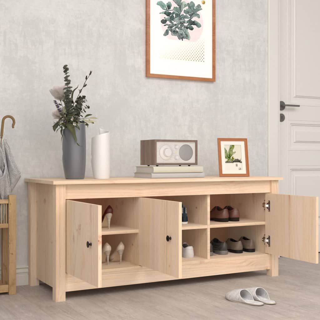 vidaXL Παπουτσοθήκη 110 x 38 x 45,5 εκ. από Μασίφ Ξύλο Πεύκου