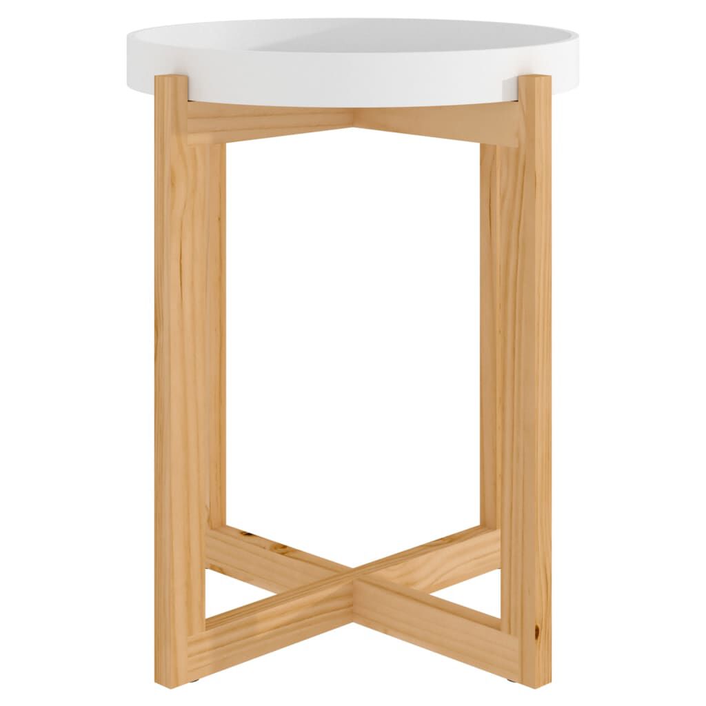 vidaXL Τραπεζάκι Σαλονιού Λευκό 41x41x48,5 εκ. Επεξ. Ξύλο&Μασίφ Πεύκο