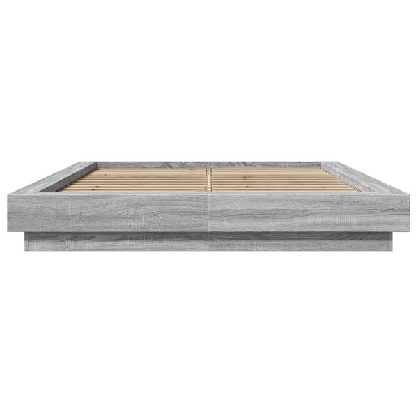 vidaXL Πλαίσιο Κρεβατιού με LED Γκρι sonoma 120x190εκ. Επεξ. Ξύλο