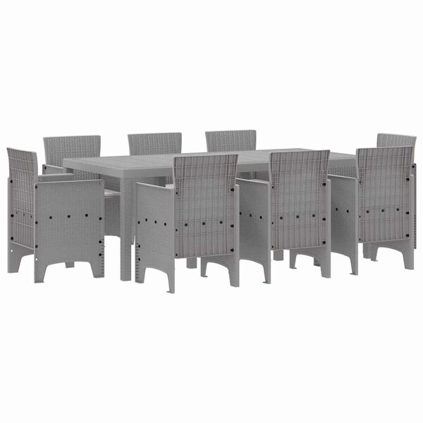 vidaXL Σέτ φαγητού για κήπο 9 pcs Ανοιχτό γκρι Rattan Polt
