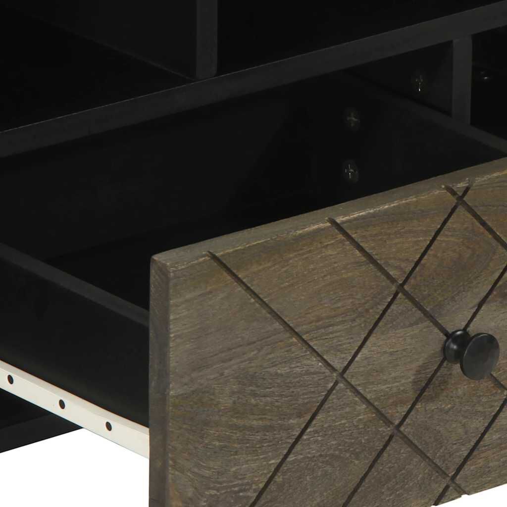 vidaXL Έπιπλο Τηλεόρασης Μαύρο 100 x 33 x 46 εκ. από Μασίφ Ξύλο Μάνγκο