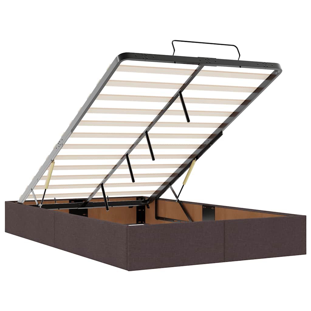 vidaXL Ottoman Κρεβάτι με Στρώμα Σκούρο Καφέ 120x200cm Ύφασμα